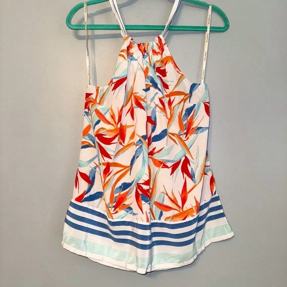 EUC Tommy Bahama 100% Silk Tropical Halter Sleeveless Blouse Size Large - Picture 1 of 6